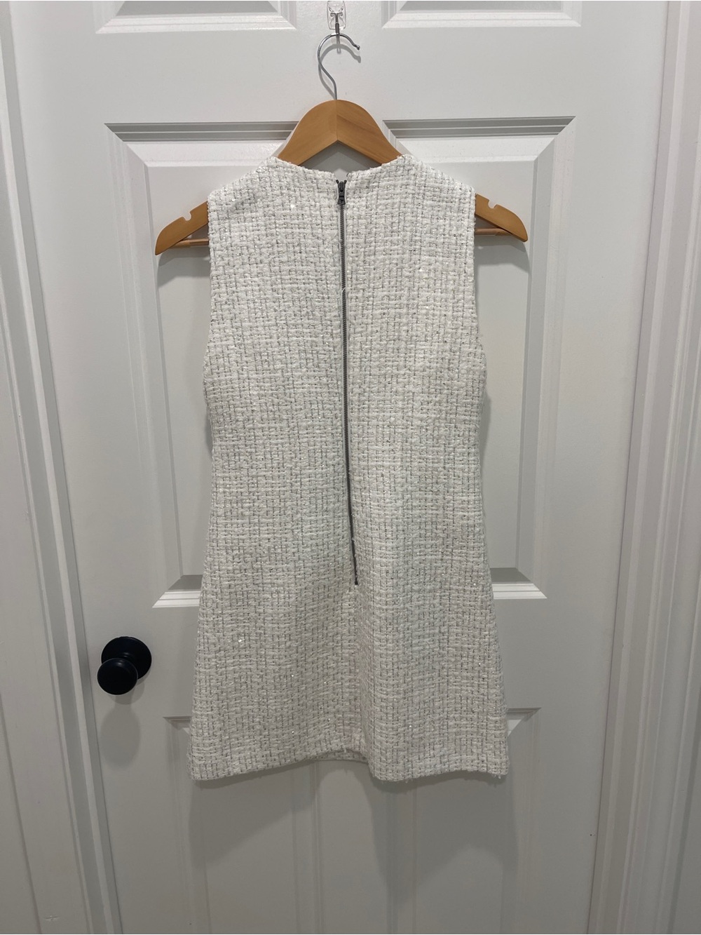 NWT Alice + Olivia Cream Textured Tweed Mini Dress - Picture 2 of 3